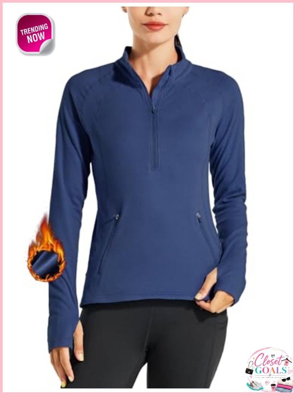 Women's Fleece Running Jacket Half Zip Thermal Pullover Sweater